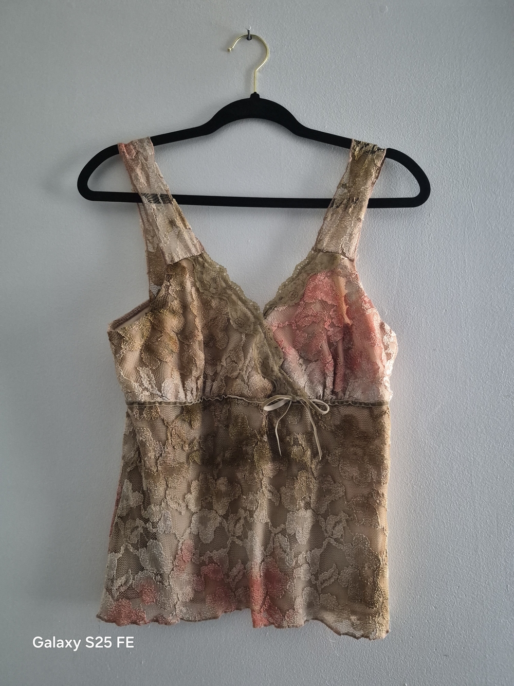 Studio Y Floral Lace Camisole in Beige and Pink